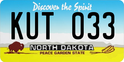 ND license plate KUT033