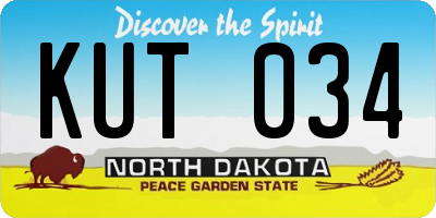 ND license plate KUT034