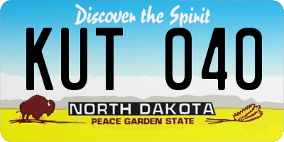 ND license plate KUT040