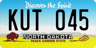 ND license plate KUT045