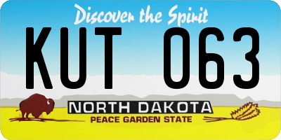 ND license plate KUT063