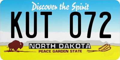 ND license plate KUT072