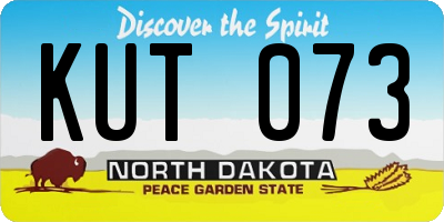 ND license plate KUT073