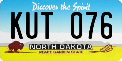 ND license plate KUT076