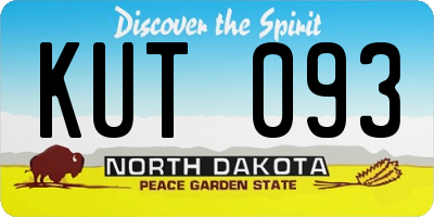ND license plate KUT093