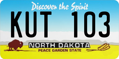 ND license plate KUT103