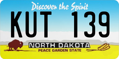 ND license plate KUT139