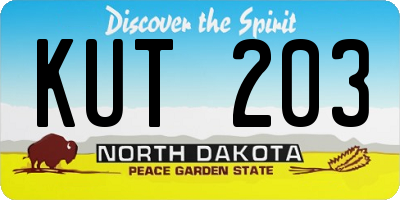 ND license plate KUT203