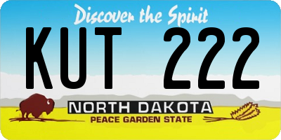 ND license plate KUT222
