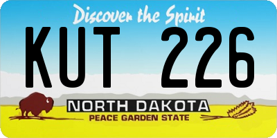 ND license plate KUT226