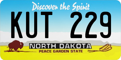 ND license plate KUT229