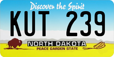 ND license plate KUT239