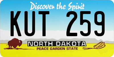 ND license plate KUT259