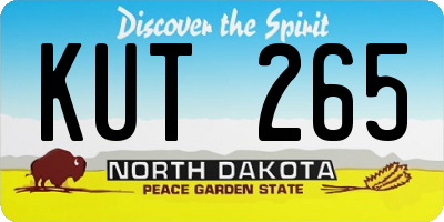 ND license plate KUT265