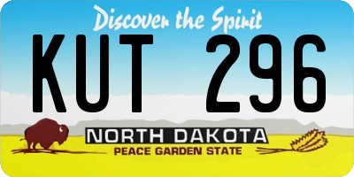 ND license plate KUT296