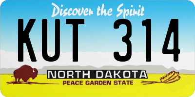 ND license plate KUT314
