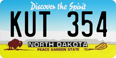 ND license plate KUT354
