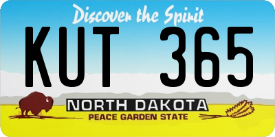 ND license plate KUT365