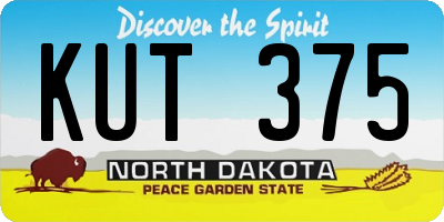 ND license plate KUT375