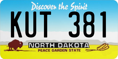 ND license plate KUT381