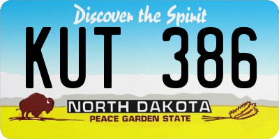 ND license plate KUT386
