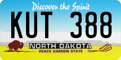 ND license plate KUT388