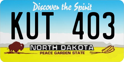 ND license plate KUT403