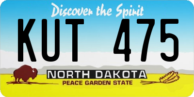 ND license plate KUT475