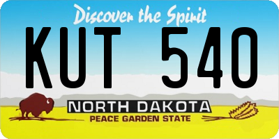 ND license plate KUT540