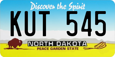 ND license plate KUT545
