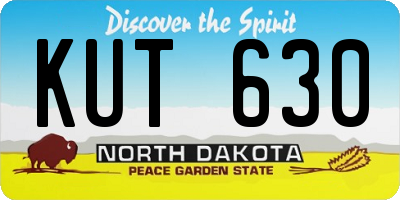 ND license plate KUT630