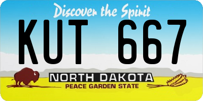 ND license plate KUT667