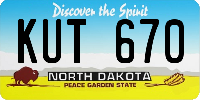 ND license plate KUT670