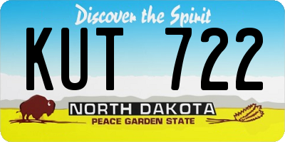 ND license plate KUT722