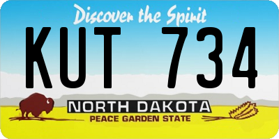 ND license plate KUT734