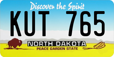ND license plate KUT765