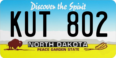 ND license plate KUT802