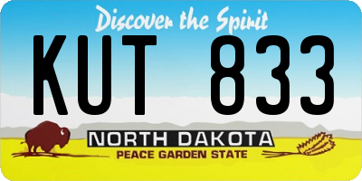 ND license plate KUT833