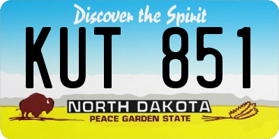 ND license plate KUT851