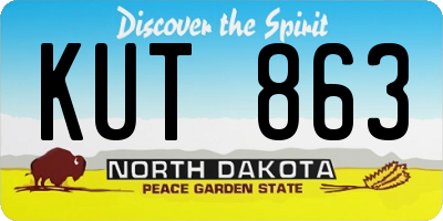 ND license plate KUT863
