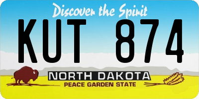 ND license plate KUT874