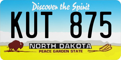 ND license plate KUT875
