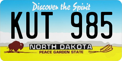 ND license plate KUT985