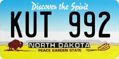 ND license plate KUT992