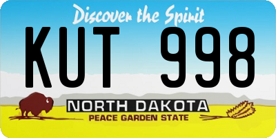 ND license plate KUT998