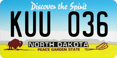 ND license plate KUU036