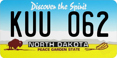 ND license plate KUU062