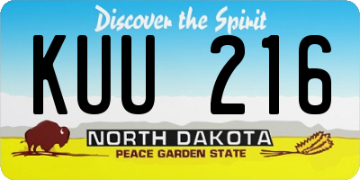 ND license plate KUU216