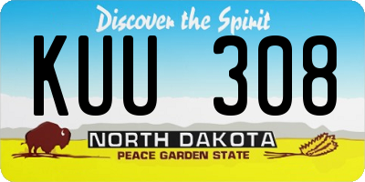 ND license plate KUU308