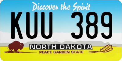 ND license plate KUU389